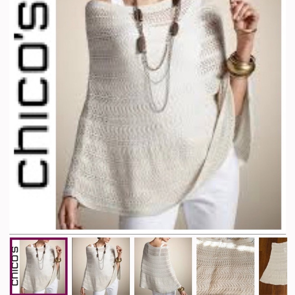 Chico's Elegant Cream Poncho Sweater